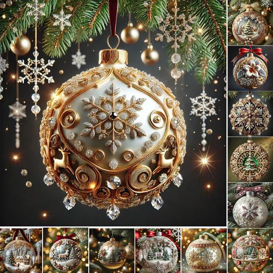3D Сказочная планета Рождественский орнамент Снежные шары Рождественская елка Снежинка Олень