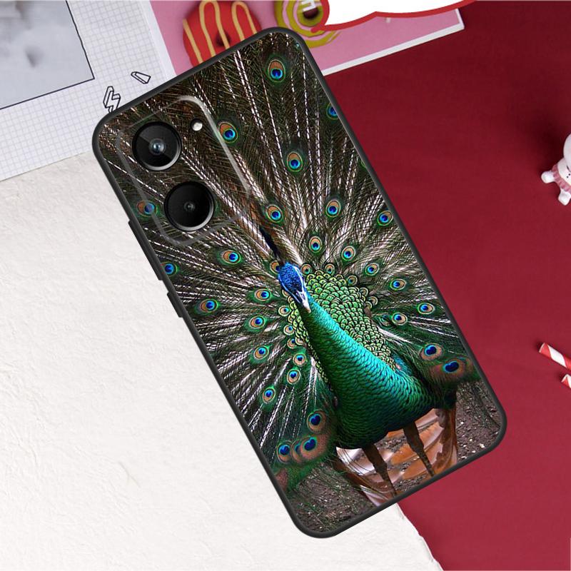 Чехол с узором «Павлин» для Realme GT7 Pro 15 10 11 12 13 14 Pro Plus C67 C65 C63 C61 C55 C53 C51 C35 C75 C71