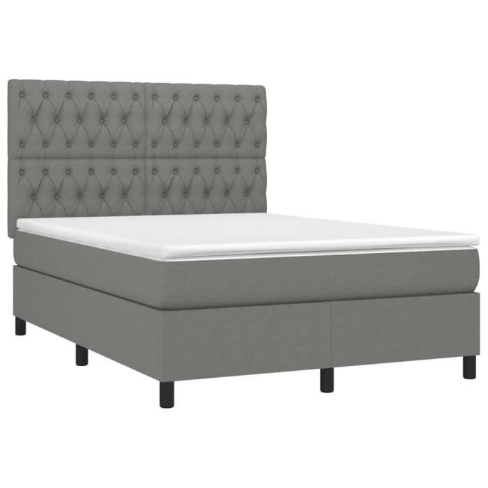 3142018 vidaXL Divan-lit Tapissier Avec Matelas Gris Foncé 140x200cm Tissu