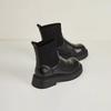 Elastic Women's Autumn/Winter Height-Increasing Sock Boots with Thick Sole & Round Toe - New 2025 Chelsea Ankle Boots, British Style.