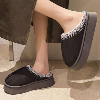 2024 Осень/Зима Модные Нескользящие Уличные Тапочки Из Хлопка На Толстой Подошве Комфорт