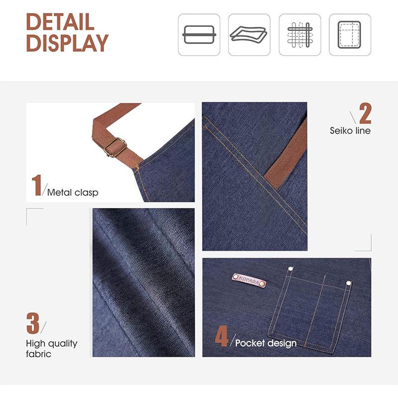 Custom Logo Denim Apron for Restaurants, Cafes, & Milk Tea Shops