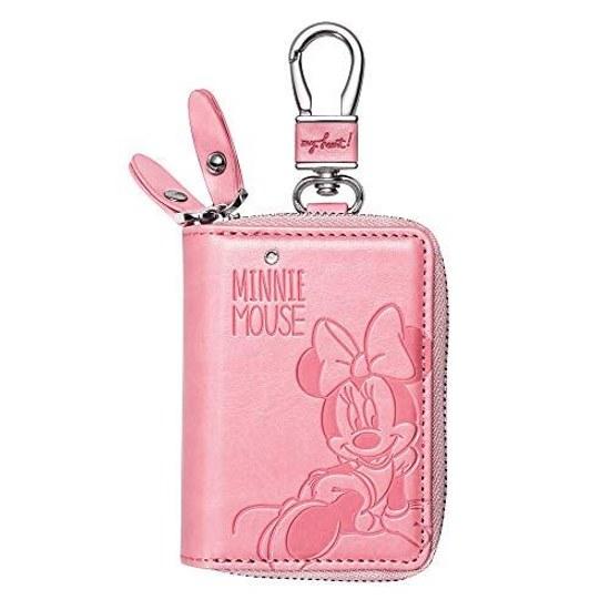 Disney Snoopy Smart Key Case PU Leather Double Pocket Zipper Pink Minnie
