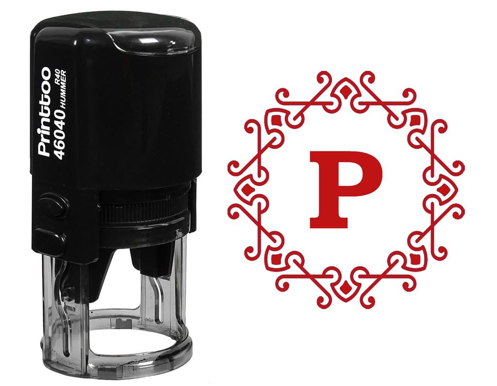 Printtoo Alphabet P Monogram Initial Octagon Celtic Swirl Frame R-40 Office Стационарная самокрасящаяся резина