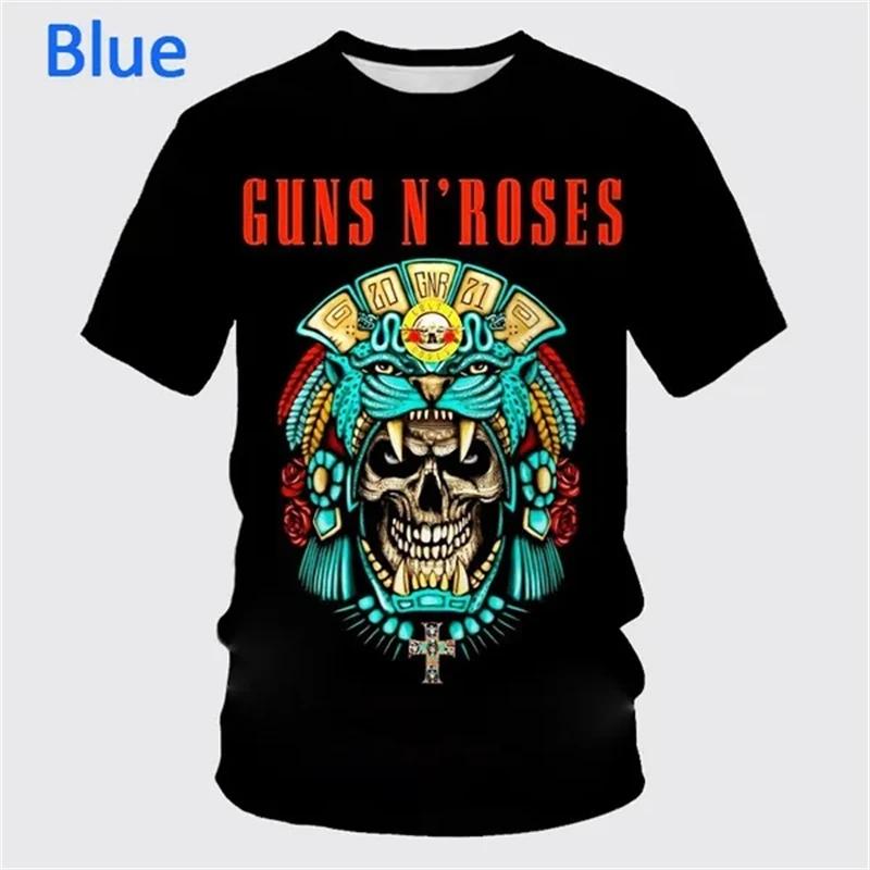 Новая летняя футболка Guns Rose Rock Band с 3D-печатью, мужская, с коротким рукавом, в стиле хип-хоп, унисекс, повседневная, модная, спортивная, панк-топы