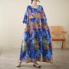 Новое винтажное платье с цветочным принтом больших размеров с коротким рукавом для женщин, повседневное свободное длинное летнее платье макси