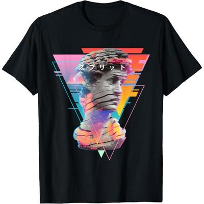 Vaporwave Статуя Бюст Давида По частям Отаку Glitch Art Футболка