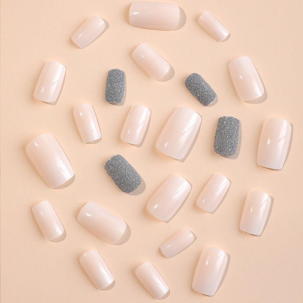 Nail Tips DIY Full Cover Wearable Medium Length Square Head Fake Nails French