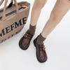 Женские лоферы на платформе весна и осень новые толстый каблук круглый носок ретро черный jk одинарная обувь британский стиль маленькие кожаные туфли