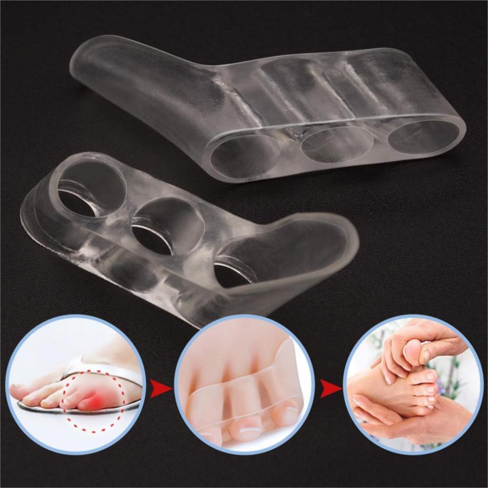 Transparent Silicone Gel Straightener Pain Relief Toe Protector Three-Hole Little Toe Bunion Foot Care Tools