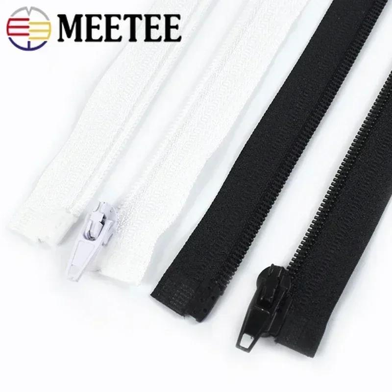 Meetee 5/10Pcs 40-300cm 3# Nylon Zipper Black White Open-end Zippers Down Jacket Coat Shoes Auto Lock Zips DIY Sewing Accessory