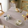 Linen Cotton Plaid Tablecloth With Tassel Trim Rectangular Dining Table Cover Nordic Minimalist Home Decor