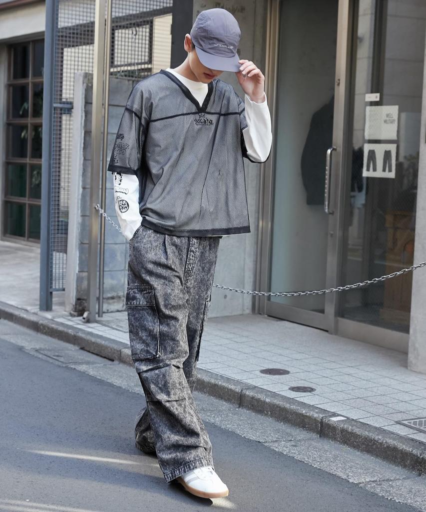 WEGO Средний Деним Легкие Карго Широкие Штанины Корейский Средний Средний Деним Мужские Брюки, Брюки, Уличная Одежда, Спорт, На Открытом Воздухе, Стиль, Весна, Лето, Осень,