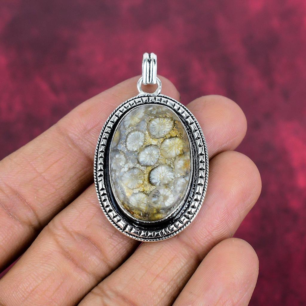 Fossil Coral 925 Solid Sterling Silver Pendant Handmade Gemstone Jewelry, Gifts For Wife Brand New Jewelry Pendant
