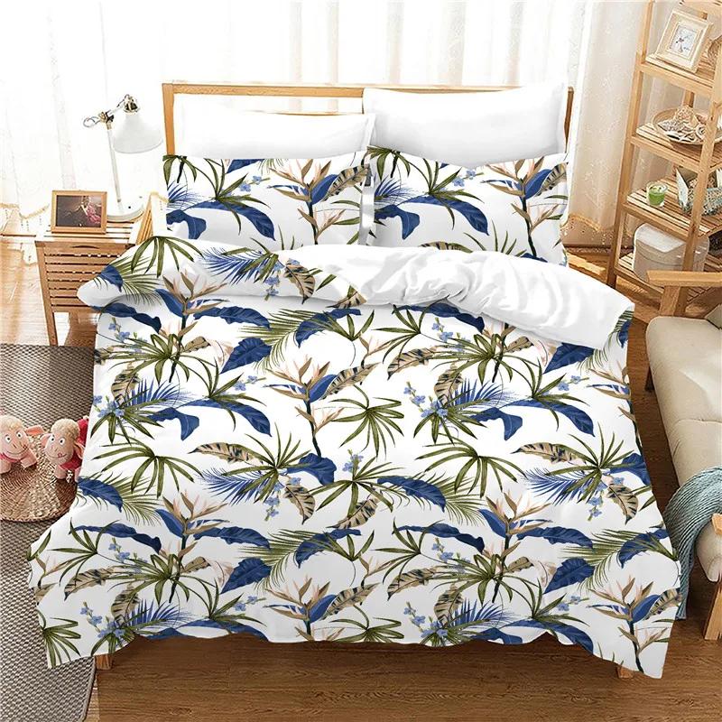 Односпальный 140x210см Набор пододеяльника Растения тропического леса/Фламинго Лист банана /кактус 135x200 Розовый постельный набор Детский Королевский