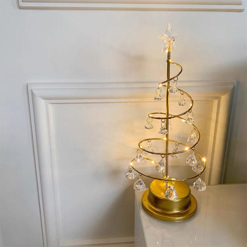 Европейский стиль железный вращающийся светящийся рождественский елочный светильник хрустальный ночник рождественский подарок девушке сердце подсвечник спальня декоративный светильник