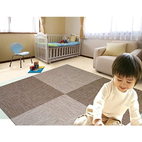 Fuso Synthetic Peel-and-Stick Floor Panels, 3mm Thick x 45x45cm, Pack of 4, Striped (Beige), PTT01