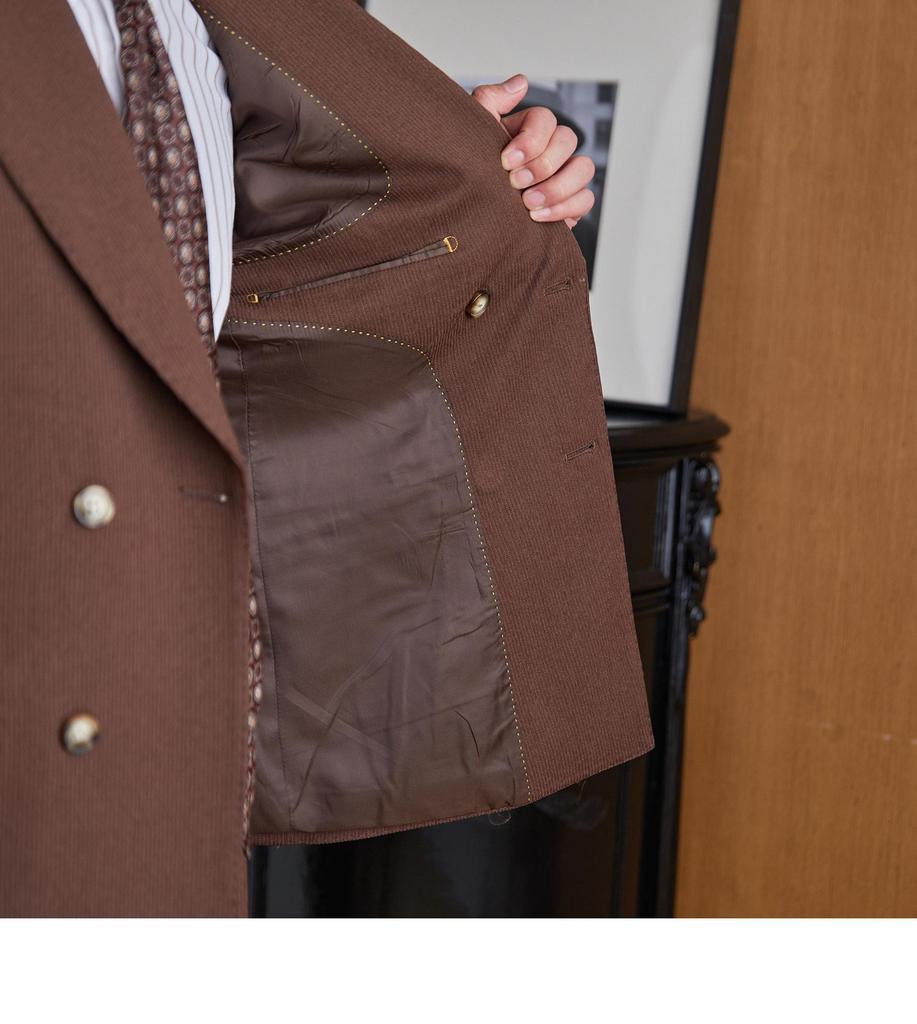 Ruishen Double-Breasted Peak Lapel Suit Set - Solid Color for Business, Wedding, or Banquet