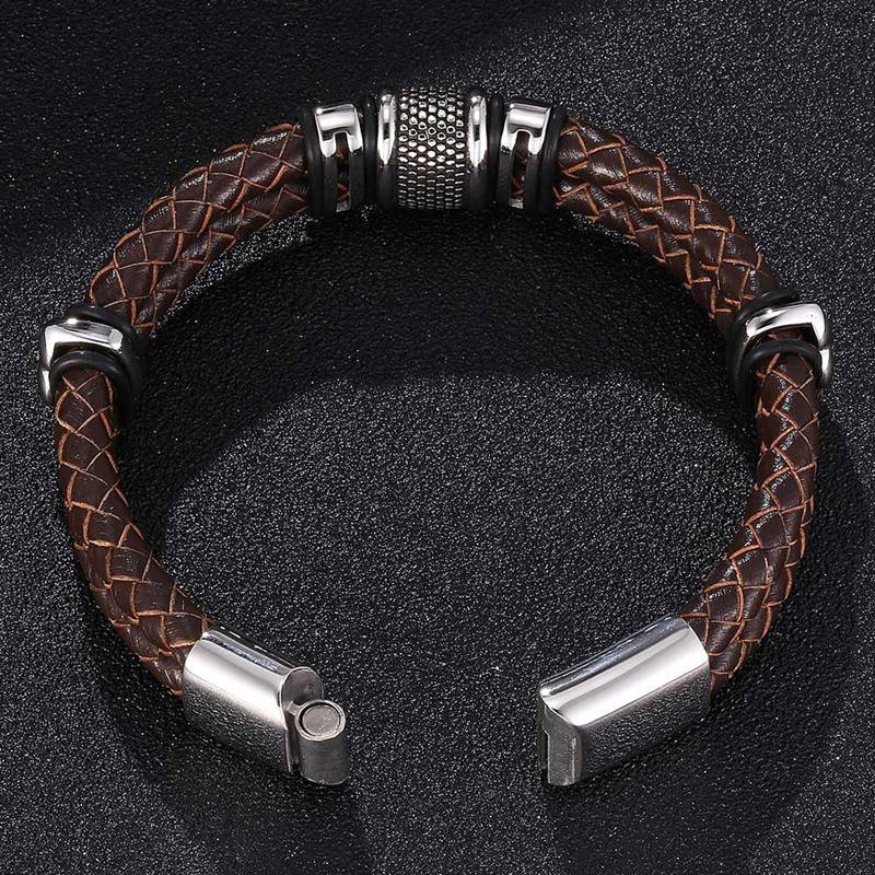 Новые мужские ювелирные изделия коричневый браслет из натуральной кожи двойной слой специальный браслет для мужчин подарок на День отца