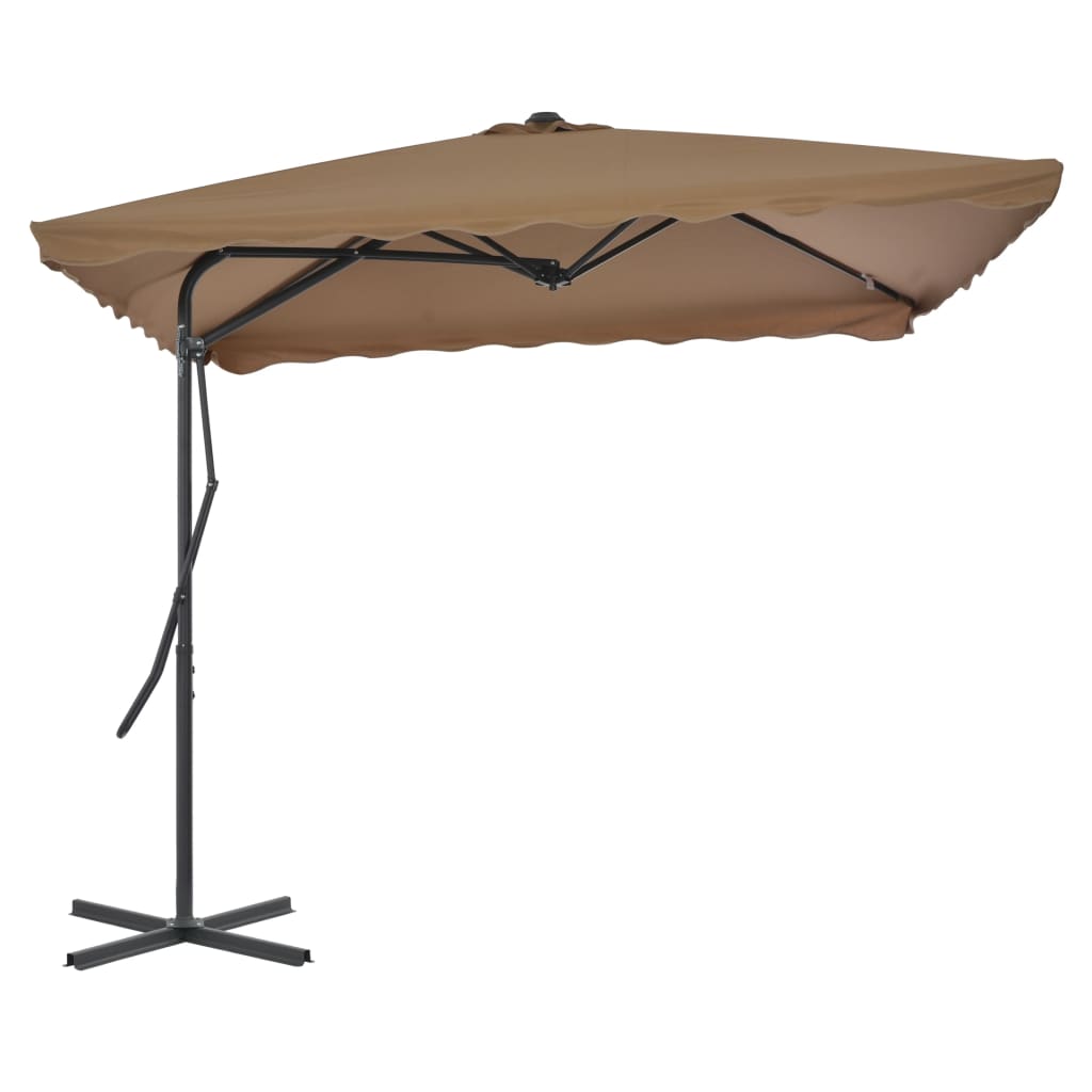 250 x 250 cm Taupe Sun Umbrella with Steel Pole