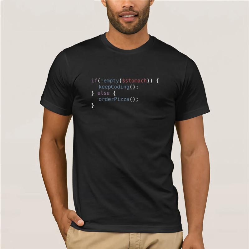 Mens Short sleeve T Shirt Hungry Coder Male Newest Simple Clothing Leisure Class Comfortable M