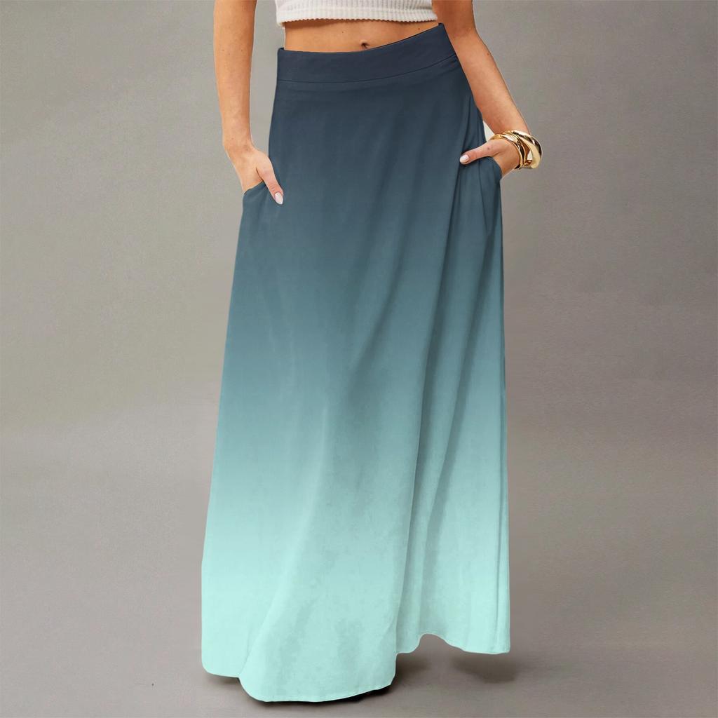 Женское струящееся платье макси, обычная повседневная летняя юбка в стиле бохо