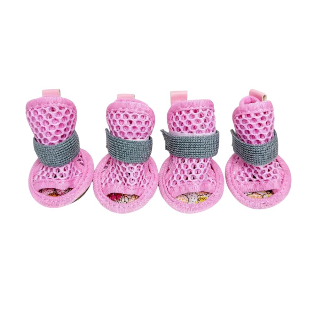 4Pcs/Set Soft Summer Dog Shoes Non-Slip Hollow Puppy Shoes Dog Paw Protector for Small Medium Dogs