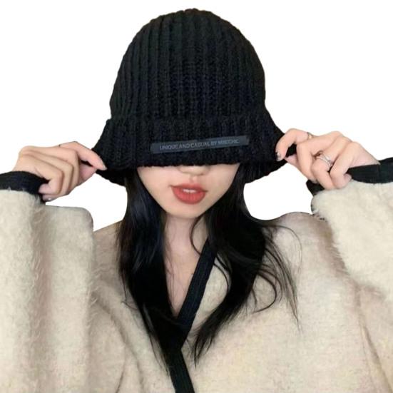 Шапка-бини с напуском и закругленными краями, с английскими буквами, зимняя теплая массивная мягкая вязаная женская шапка для зимнего активного отдыха