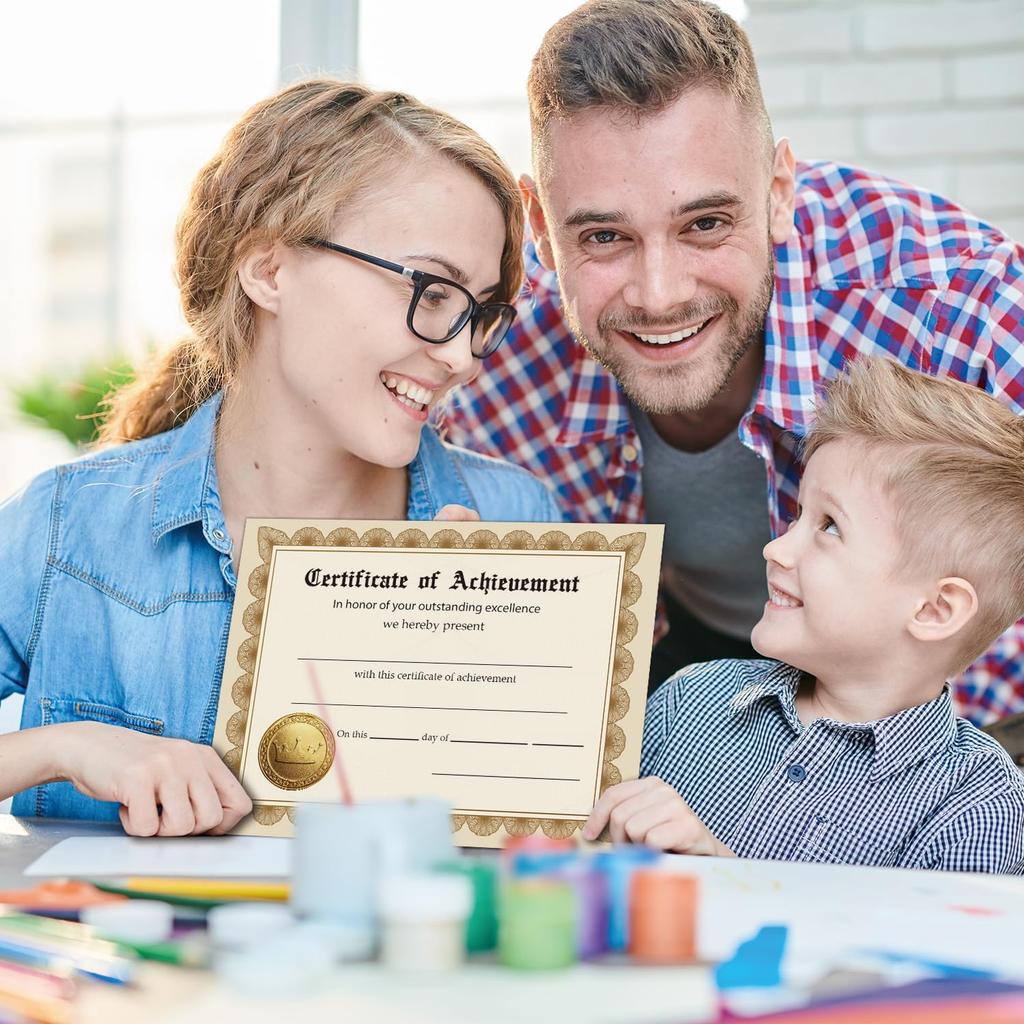 25 Сертификатов об успехе, Золотые Сертификаты для Учеников Учителей Родителей, 8 x 10 Дюймов Студенческие Сертификаты Признания, Классная комната