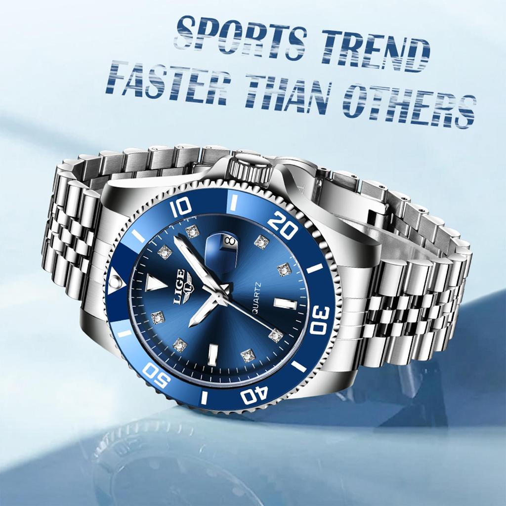 LIGE Новые лучшие брендовые роскошные мужские часы модные водонепроницаемые спортивные кварцевые часы с датой