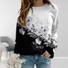 Fall Autumn Women'S Fashion O Neck Long Sleeve T-Shirt Loose Clothes White Pearl Rose Print T Shirt For Girls Street