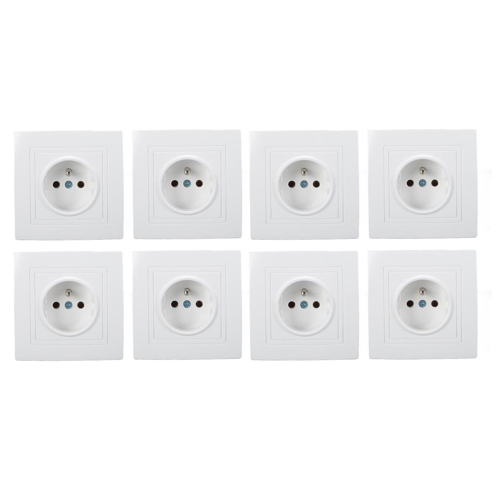 8pcs French Standard Socket 16A  Wall Mounted Socket Wall Outlet for Home Office Hotel