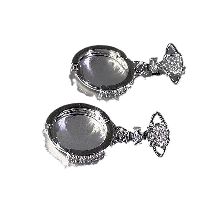 «Серьги-кольца Nana Saturn из циркония и серебра — в стиле ретро, простые, универсальные»