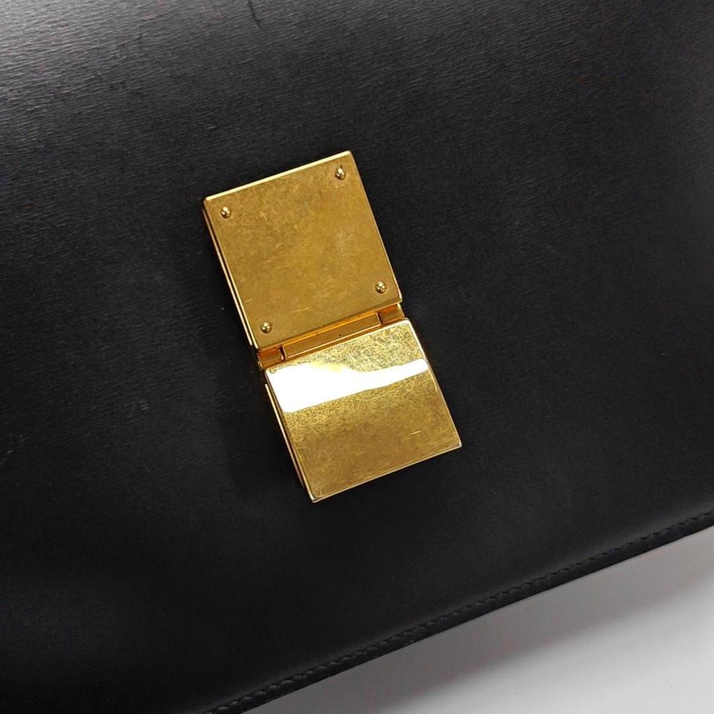 [Pre-Owned] Classic Box Polished Gold Buckle Leather Tofu Bag Shoulder Bag Crossbody Bag Medium - Good #1RJYFKA