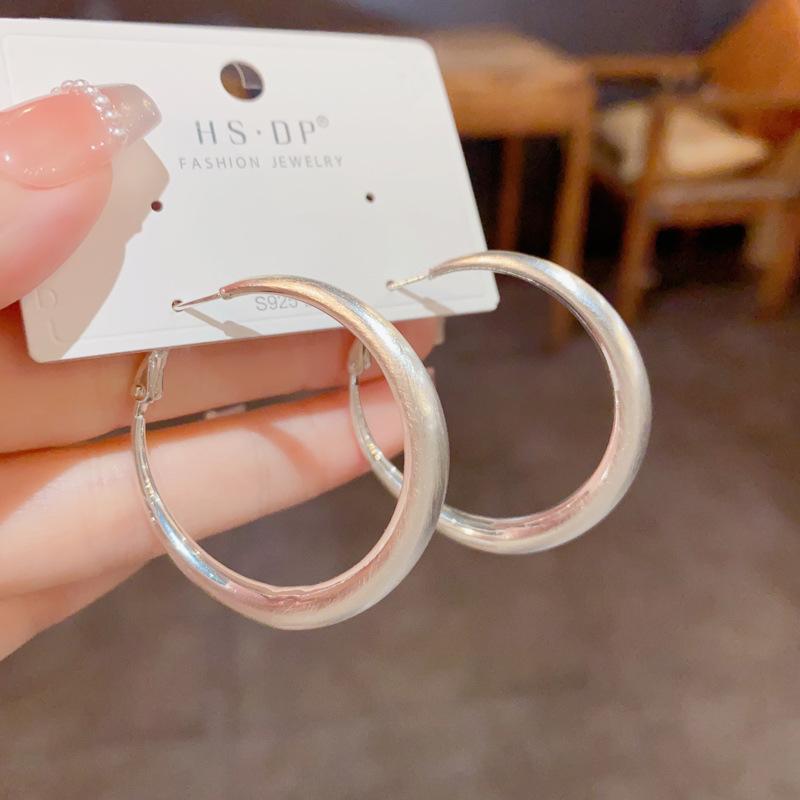 Личность Мода Простые Металлические Серьги-Кольца с Матовой Отделкой Темпераментные Универсальные Серьги Крутого Стиля для Женщин