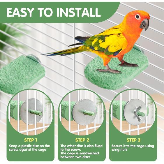 3Pcs Beak Grinder for Birds: Parakeet Beak Grinding Stone&Nail Trimming Perch-Flat Perches for Bird Cages,Budgie Cage Accessories