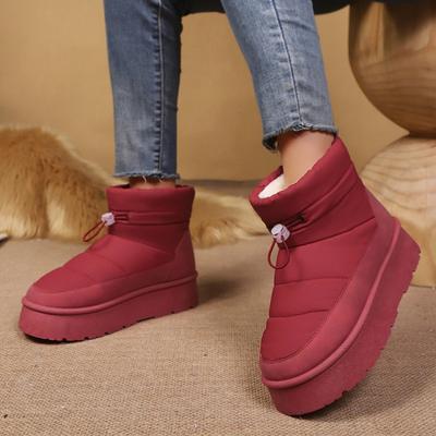 Зарубежные большие размеры тканевые зимние ботинки для женщин осенне-зимние новые с круглым носком теплые и бархатные для ног на толстой подошве хлопковые ботинки