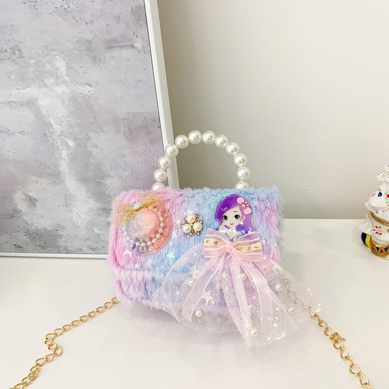 Plush Chic Pearl Handbag For Kids Trendy Mini Shoulder Bag In Vibrant Colors