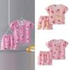 Костюм из двух предметов для новорожденных девочек с короткими рукавами и коротким летним принтом с мультяшным рисунком
