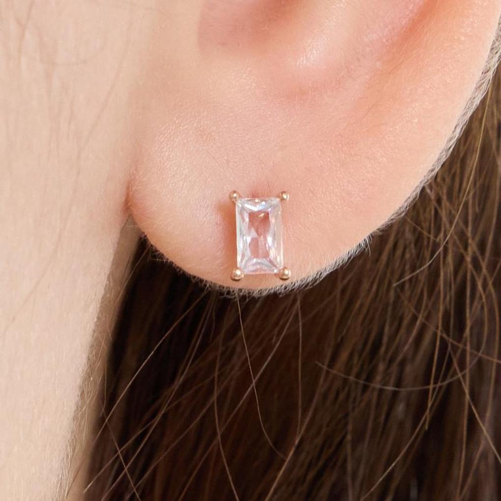[LsSHOP] Минималистичные квадратные серьги из 14K золота (Позолоченный)_LJ5041BRE