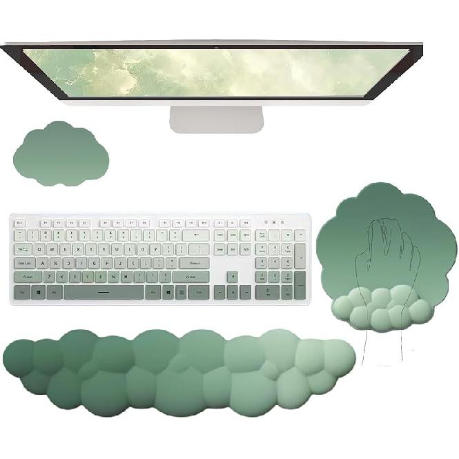 Cloud Keyboard Wrist Rest Purple Mouse Pad with Wrist Rest for Computer Keyboard and Mouse Pad Set Memory Foam PU Base Cute Ergonomic Wrist Pad