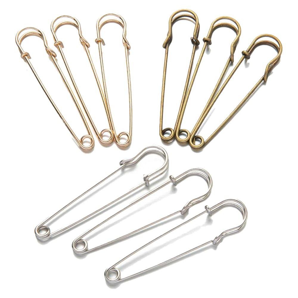 10pcs 3 Colors Brooch Pins Metal Accessory Base Hook High Quality Large Safety Pins DIY