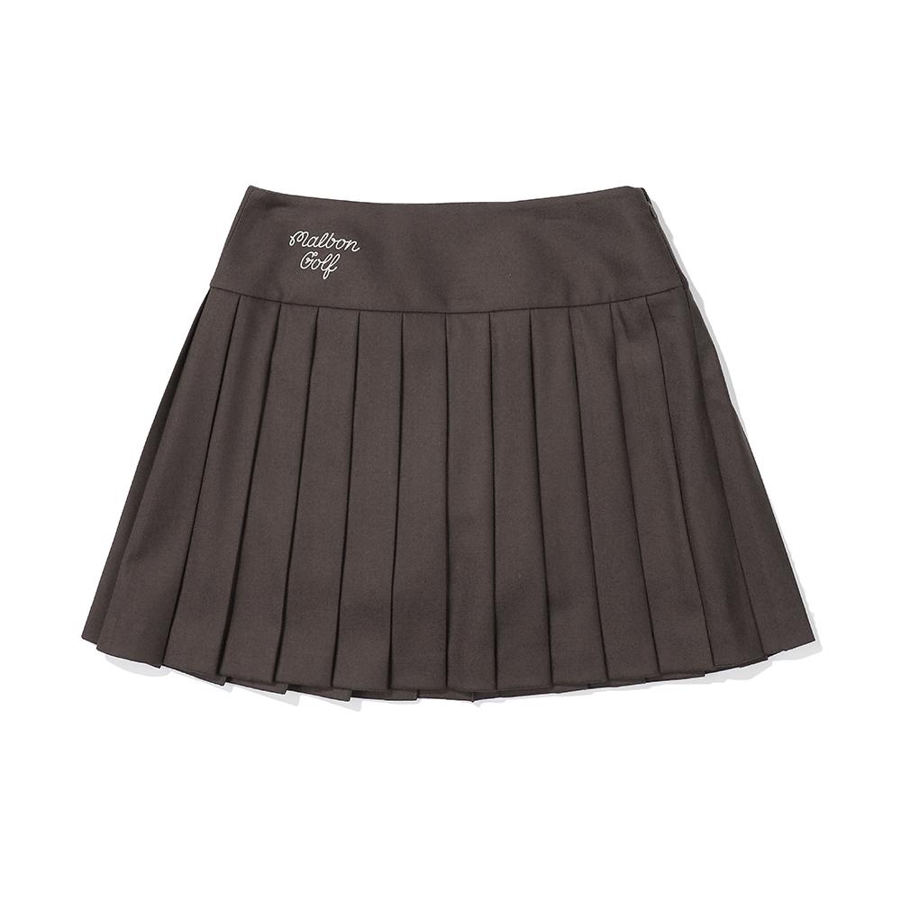 MALBON GOLF Wool Pleated Skirt Brown (Woman)