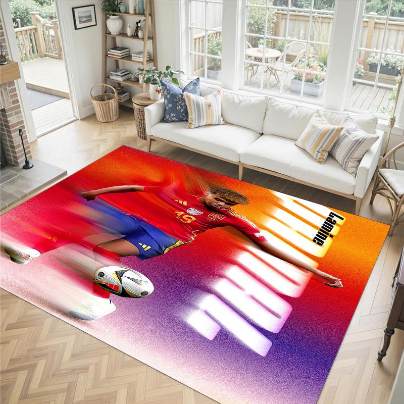 Lamine Yamal Design Crystal Velvet Carpet Cozy Non?Slip Printed Rug For Bedroom Living Room Entrance
