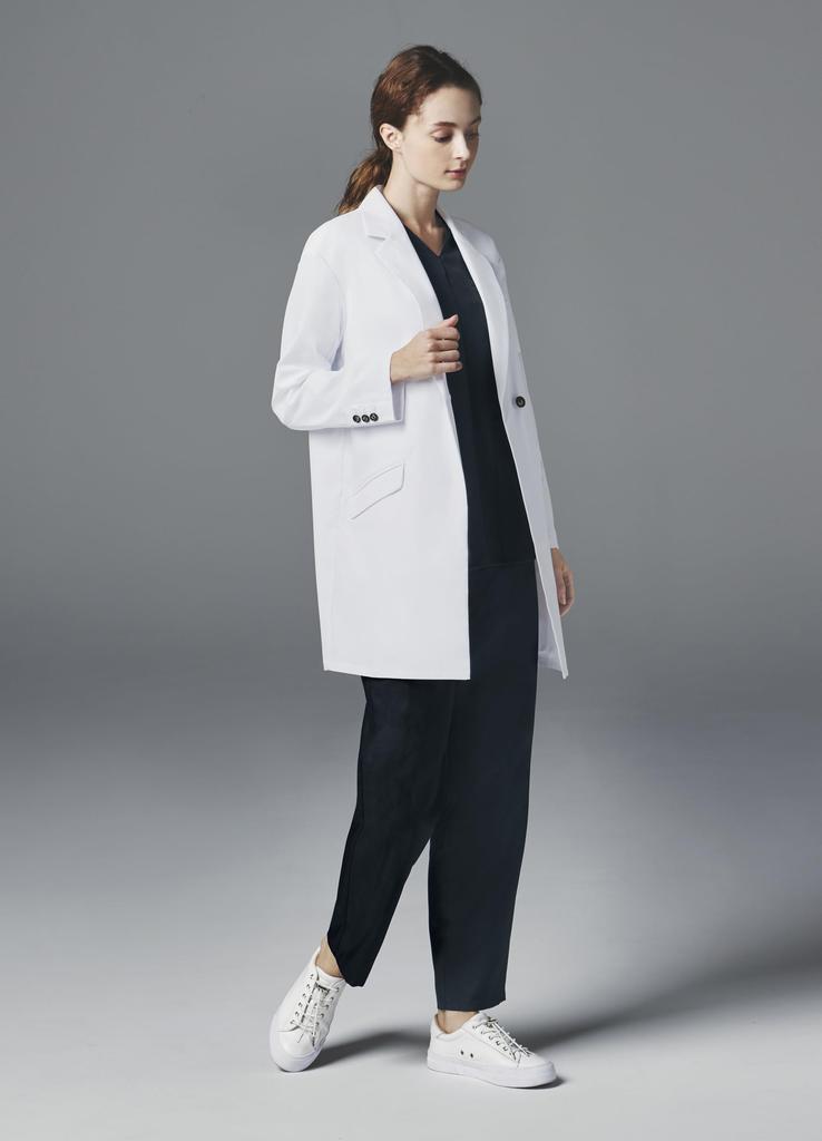 DIVISION OF Doctor Coat DOM0029 Белый [UNITE ME] (Длинный рукав) [Женский] [Антипрозрачный/Антистатический/Эластичный/Антимикробный/Защита от УФ-излучения/Простой уход]