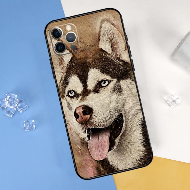 Siberian Husky Sled Dog Phone Case For iPhone 16 Pro Max 12 13 Mini 11 14 15 Pro Max XR 16 15 Plus 16e Cover Shell
