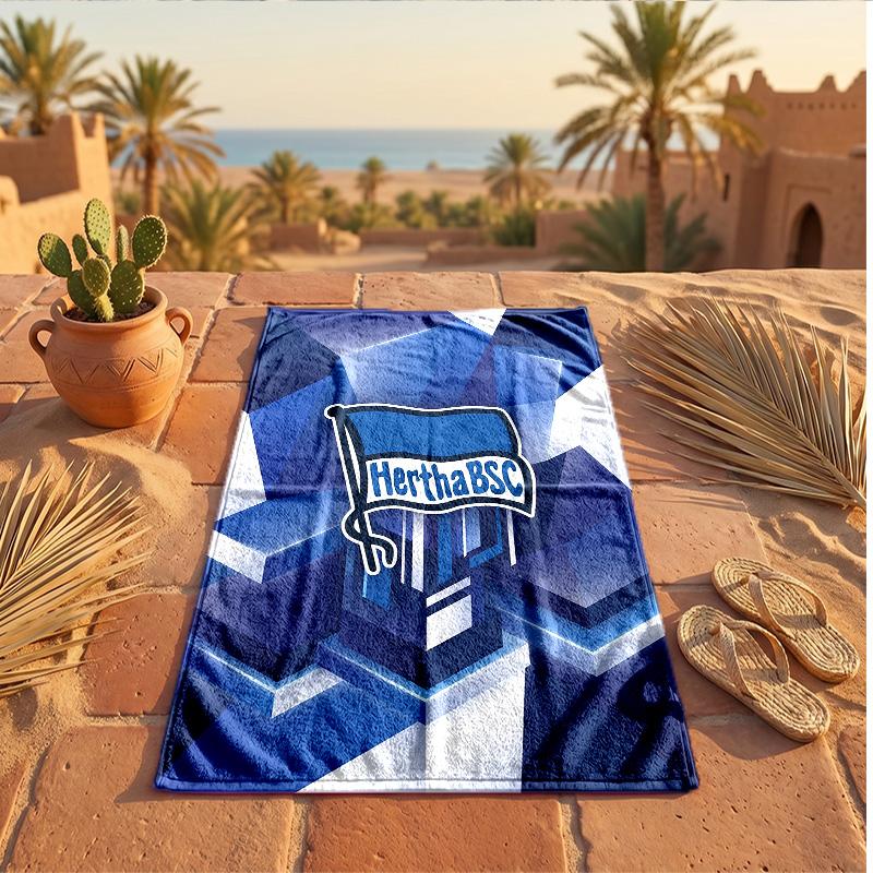 Hertha BSC FC Печатное Микрофибровое Пляжное Полотенце Быстросохнущее Впитывающее Большое Полотенце Для Пляжа Плавания Путешествий