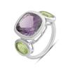 Silver Ring with Natural Amethyst, Chrysolite, Product Weight 5.58 G (2183396)