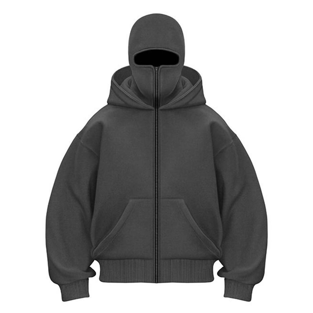 Soild-Color Mens Hooded Sweatshirt Loose Jacket Double Hat Autumn Winter Sporty Hooded Sweatshirt Long-Sleeve Hoodies For Man