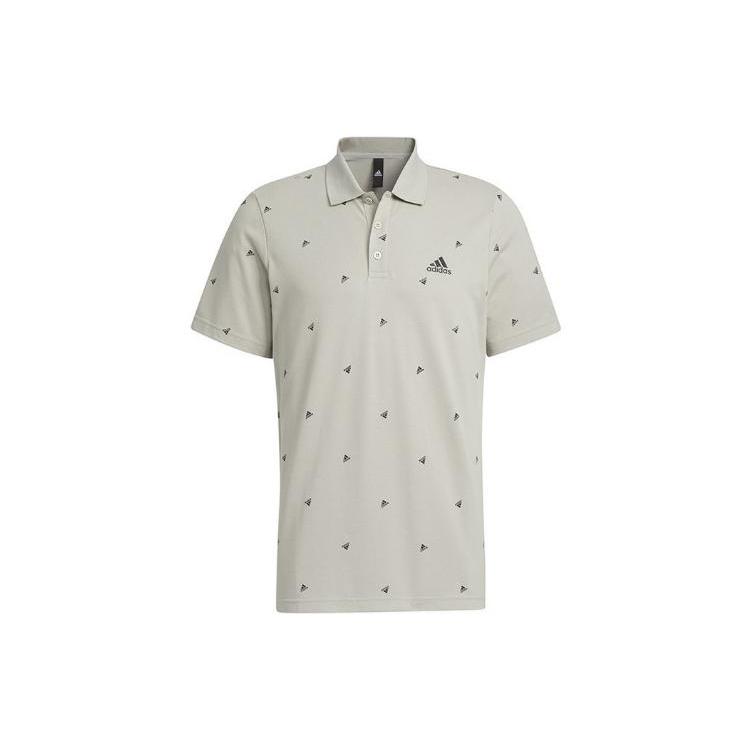 Adidas Polo Shirts Men's Gray Polo Collar Moderate Straight Fit IA8153